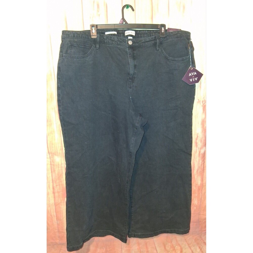 Ava & Viv Dark Black Wide-Leg Flare Jeans